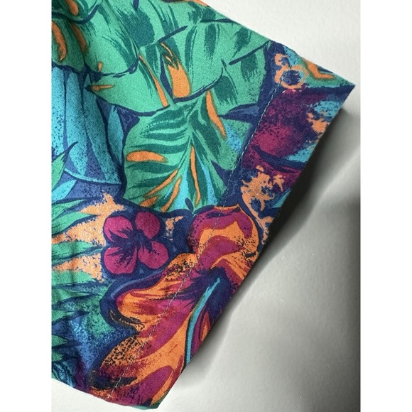 Ralph Lauren Chaps Cotton Hawaiian Shirt Men's Medium Colorful Tropical Camp - Picture 7 of 7